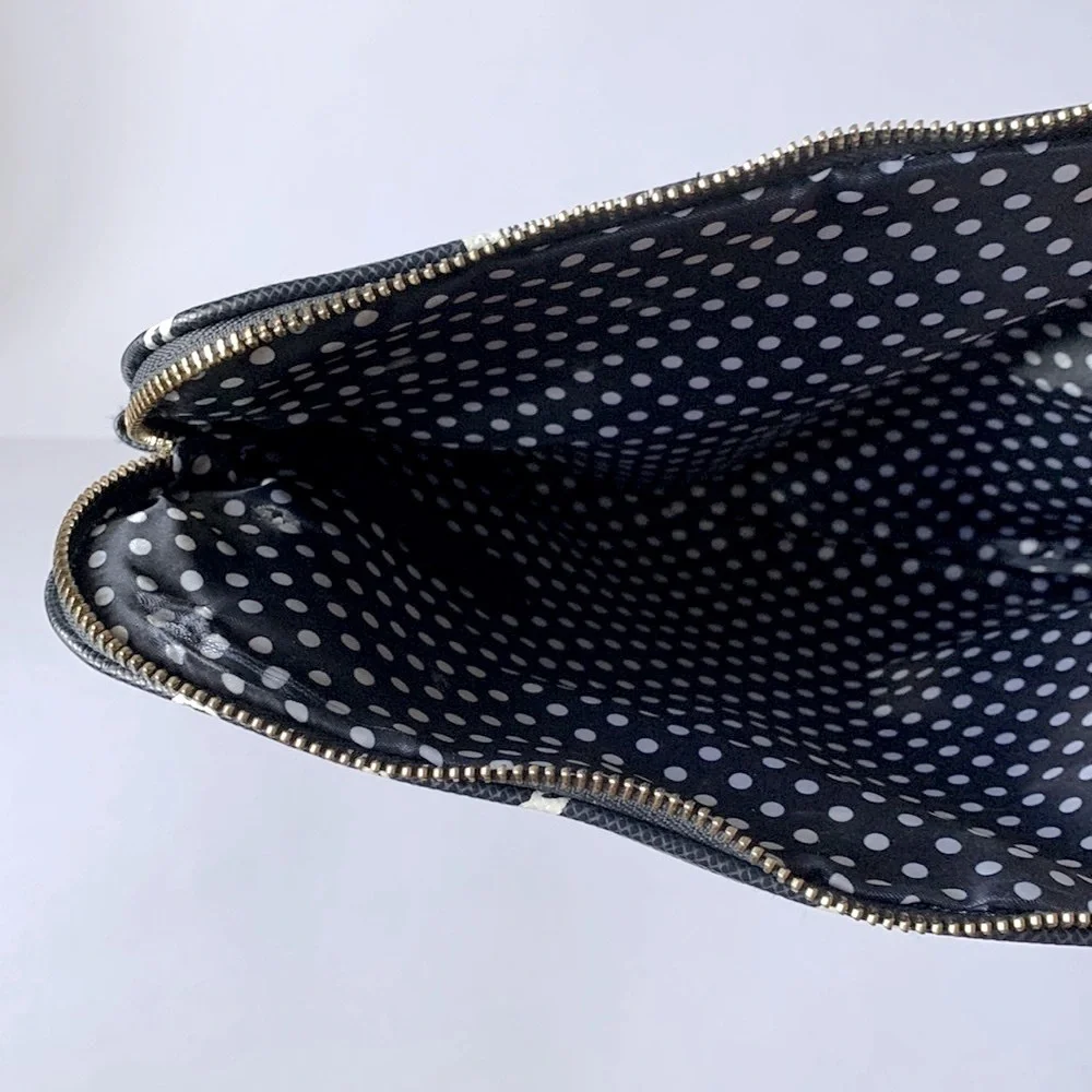 CHICO’S Navy Blue Textured Tassel Travel Makeup Bag